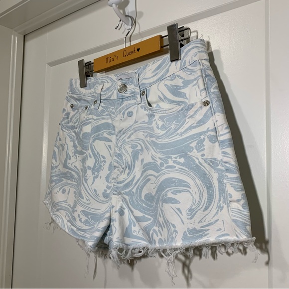 ZARA - Blue and White Print - Jean Shorts - High-Waisted - Women’s 6 - Picture 7 of 10